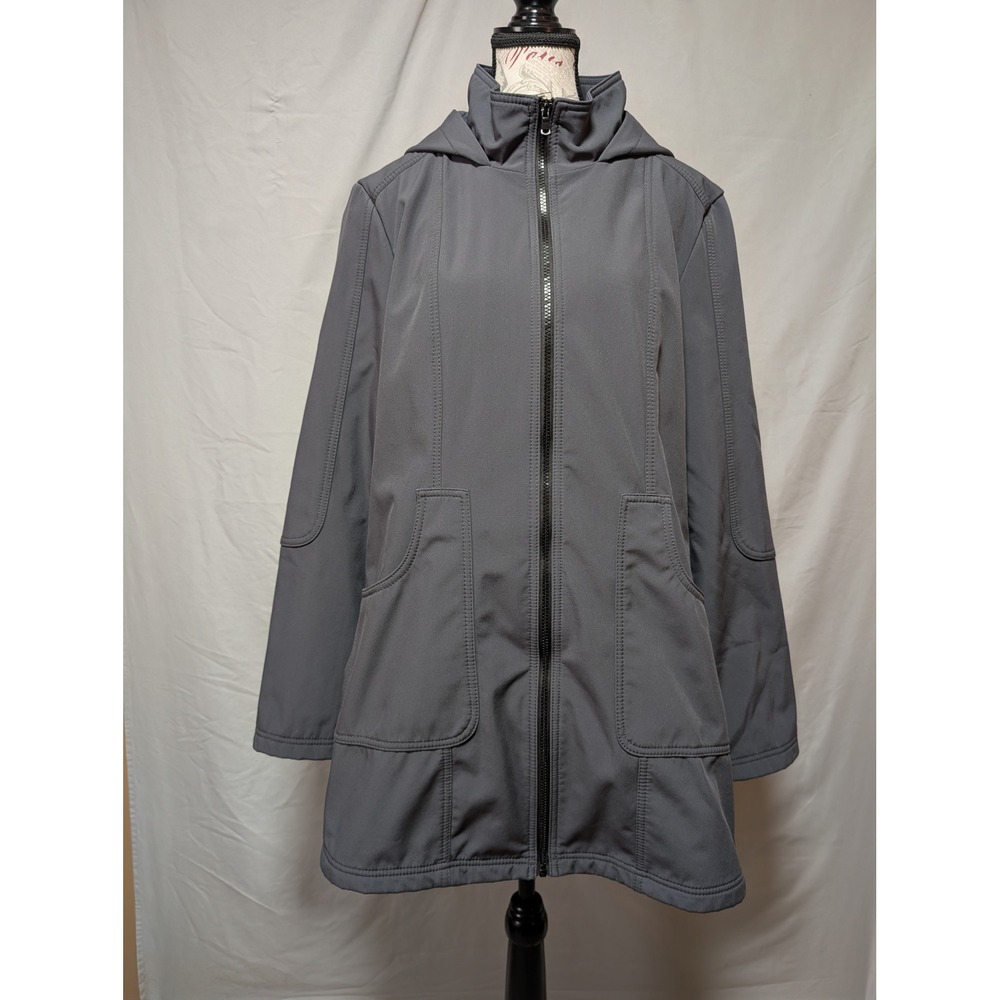 Tek Gear Warm Tek Gray Softshell Hooded Lined Jacket Mid-Length Coat Women's‎ XL